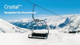  Presentation with ski - Presentation having chairlifts - skilift on ski resort background and a teal colored foreground