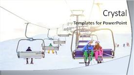  Presentation with lift - Presentation design enhanced with chairlifts - young couple on a lift background and a cream colored foreground