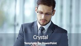  Presentation with phone - Slide set consisting of chairman - businessman talking on mobile phone background and a  colored foreground