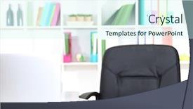  Presentation with workplace - Theme with chairman - empty workplace at office background and a cool aqua colored foreground