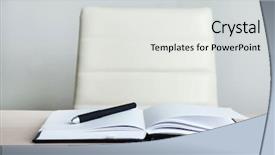  Presentation with diversity in the workplace - Presentation featuring chairman - empty workplace in office background and a light gray colored foreground