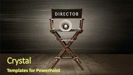  Presentation with director - Slides having chairs - director chair and megaphone scene background and a tawny brown colored foreground