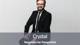  Presentation with happy anniversay work - Cool new PPT layouts with chairs - portrait of happy office worker backdrop and a gray colored foreground