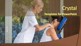  Presentation with spa - Slides with chairs - relaxed brunette getting a massage background and a tawny brown colored foreground