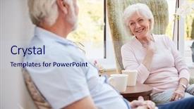  Presentation with chairs - PPT theme featuring chairs and chatting in retirement background and a lemonade colored foreground