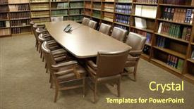  Presentation with conference table microphones - Cool new theme with corporate library - conference room table with several backdrop and a  colored foreground