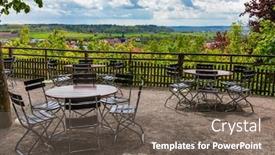  Presentation with bavaria - Cool new slide deck with chairs-and-tables-of-open backdrop and a gray colored foreground