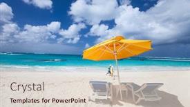 Presentation with caribbean - Amazing theme having chairs and umbrellas on a beautiful caribbean beach backdrop and a lemonade colored foreground