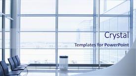  Presentation with airport lounge - PPT layouts having chairs at an airport lounge paris france background and a sky blue colored foreground