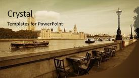  Presentation with chairs - Beautiful theme featuring chairs at waterfront of thames backdrop and a soft green colored foreground