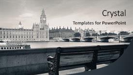  Presentation with vietnam culture ben tre - Theme enhanced with chairs at waterfront of thames background and a light gray colored foreground