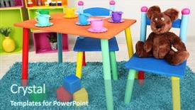  Presentation with chairs - Amazing PPT layouts having chairs for little kids backdrop and a teal colored foreground