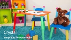  Presentation with chairs - Slides featuring pit bull terrier dog active in the sky background and a sky blue colored foreground.