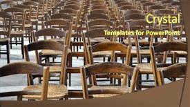  Presentation with chairs - Beautiful PPT theme featuring chairs-in-a-cathedral backdrop and a tawny brown colored foreground