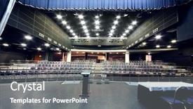  Presentation with black business - Presentation theme having chairs in modern black hall background and a gray colored foreground