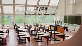  Presentation with bid - PPT theme enhanced with chairs on desks with bid background and a mint green colored foreground