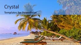  Presentation with maldives independence - Slide deck enhanced with chairs on maldives beach - nature background and a light blue colored foreground