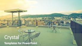  Presentation with chairs - Beautiful slide set featuring chairs on roof top backdrop and a seafoam green colored foreground