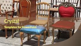  Presentation with flea - Colorful presentation design enhanced with chairs on the flea market backdrop and a tawny brown colored foreground