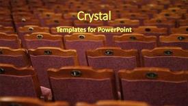  Presentation with cinema - Colorful presentation design enhanced with chairs on theater cinema close backdrop and a tawny brown colored foreground