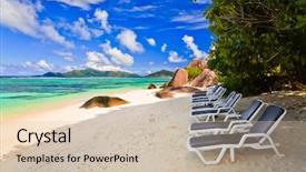  Presentation with chairs - Audience pleasing slides consisting of chairs-on-tropical-beach backdrop and a lemonade colored foreground