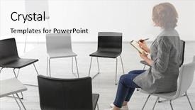  Presentation with chairs - Beautiful PPT layouts featuring chairs prepared for group psychotherapy backdrop and a white colored foreground