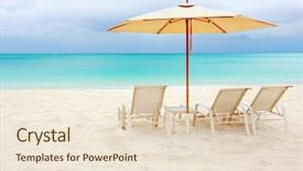  Presentation with under umbrella - Slides enhanced with chairs under umbrella on a stunning caribbean beach background and a lemonade colored foreground