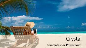  Presentation with hat - Beautiful theme featuring chaise - young woman in hat backdrop and a lemonade colored foreground