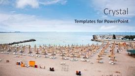  Presentation with black sea - Cool new PPT layouts with chaise-longue-on-the-beach backdrop and a light blue colored foreground