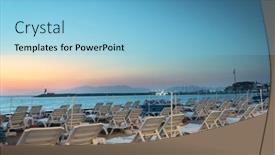  Presentation with lounge - PPT theme consisting of chaise-lounge-on-abandoned-evening background and a light blue colored foreground