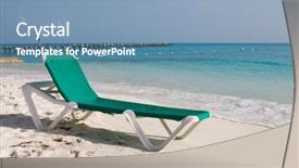  Presentation with lounge - Audience pleasing PPT theme consisting of chaise lounge on the beach backdrop and a teal colored foreground
