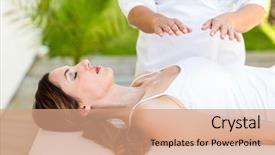  Presentation with reiki - Cool new theme with chakra - calm woman receiving reiki treatment backdrop and a coral colored foreground