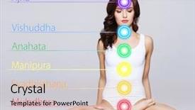  Presentation with woman sport - PPT theme consisting of chakra - fit and sporty beautiful woman background and a lemonade colored foreground