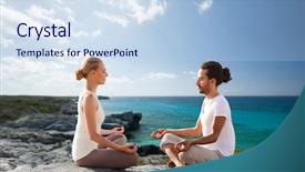  Presentation with chakra - Colorful presentation design enhanced with chakra - fitness sport people yoga backdrop and a sky blue colored foreground