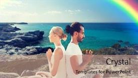  Presentation with chakra - Theme enhanced with chakra - fitness sport people yoga background and a coral colored foreground