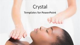  Presentation with chakra - Amazing PPT theme having chakra - pretty woman enjoying a reiki backdrop and a sky blue colored foreground