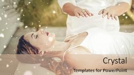  Presentation with calm - PPT theme having chakra - snow against calm woman receiving background and a lemonade colored foreground