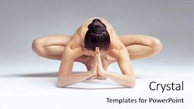  Presentation with worried young female college student - PPT layouts having chakra - young beautiful yoga female posing background and a sky blue colored foreground