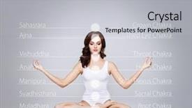  Presentation with chakra - Slide deck with chakra lights over her body background and a light gray colored foreground