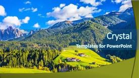  Presentation with green gram - Audience pleasing theme consisting of chalet on a green grassy backdrop and a ocean colored foreground