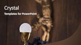  Presentation with first communion - Beautiful slide deck featuring chalice and host first communion backdrop and a tawny brown colored foreground