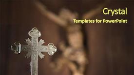  Presentation with first communion - Slide deck with chalice and host first communion background and a tawny brown colored foreground