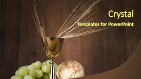  Presentation with first communion - Slide set with chalice and host first communion background and a tawny brown colored foreground