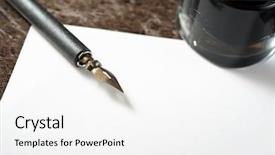  Presentation with calligraphy - PPT theme featuring chaligraphy - nib pen for calligraphy background and a white colored foreground