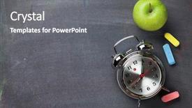  Presentation with chalk - Audience pleasing PPT theme consisting of chalk alarm clock and apple backdrop and a gray colored foreground