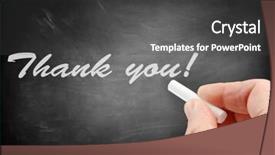  Presentation with hand holding puzzle piece - Presentation design consisting of chalk and the word thank background and a dark gray colored foreground