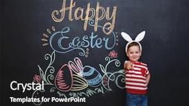  Presentation with cute doodles - Presentation featuring chalk board with easter doodle background and a dark gray colored foreground