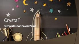  Presentation with rocket - Colorful PPT layouts enhanced with chalk-drawing-rocket-on-blackboard backdrop and a dark gray colored foreground