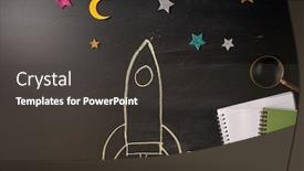  Presentation with rocket - Slides having chalk-drawing-rocket-on-blackboard background and a dark gray colored foreground