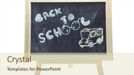  Presentation with free school - Audience pleasing presentation theme consisting of chalk free drawing on chalkboard backdrop and a soft green colored foreground